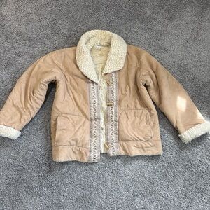 Coldwater Creek Tan Puffer Jacket with Sherpa Trim